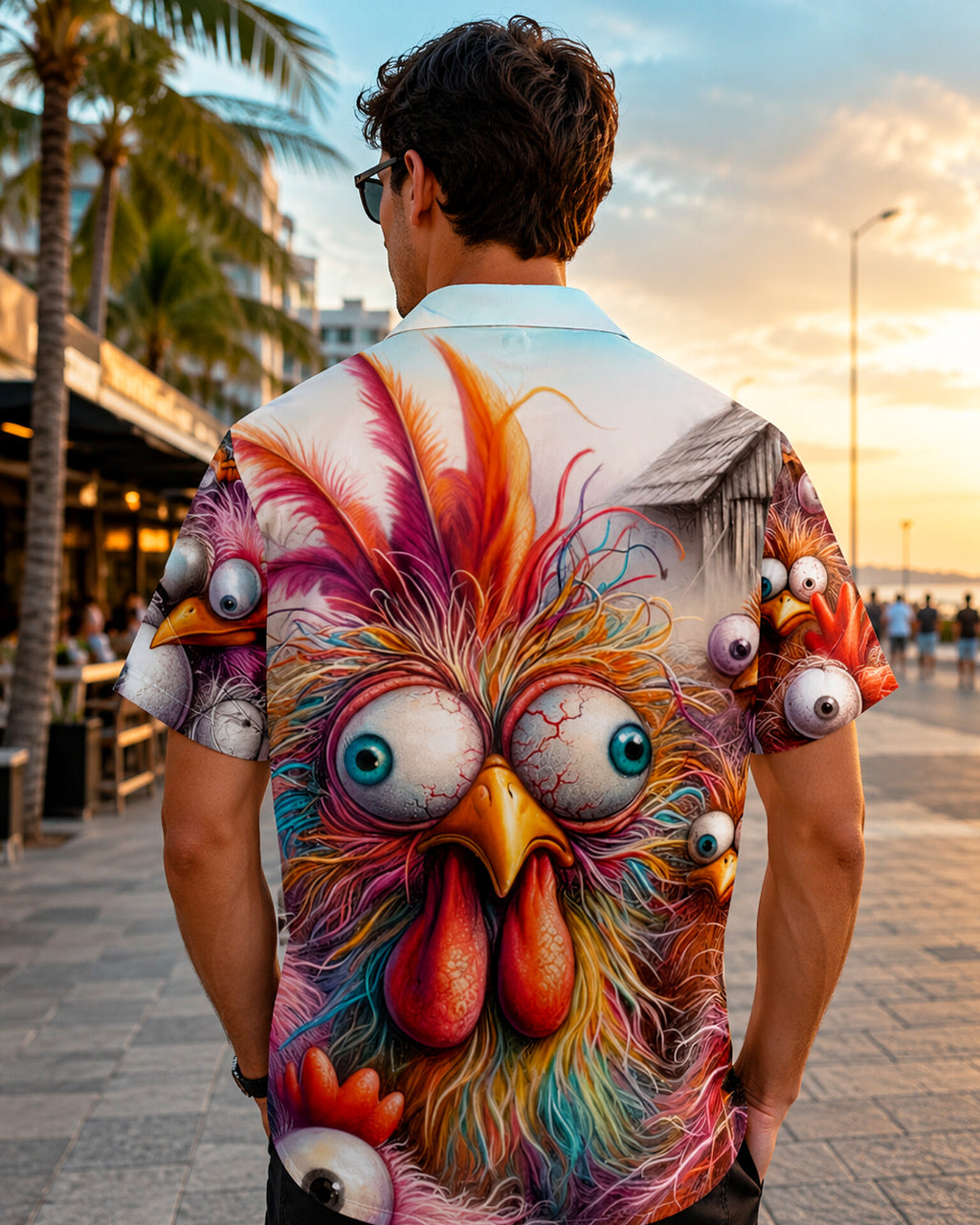 Camisa con Estampado Divertido de Gallo Animal