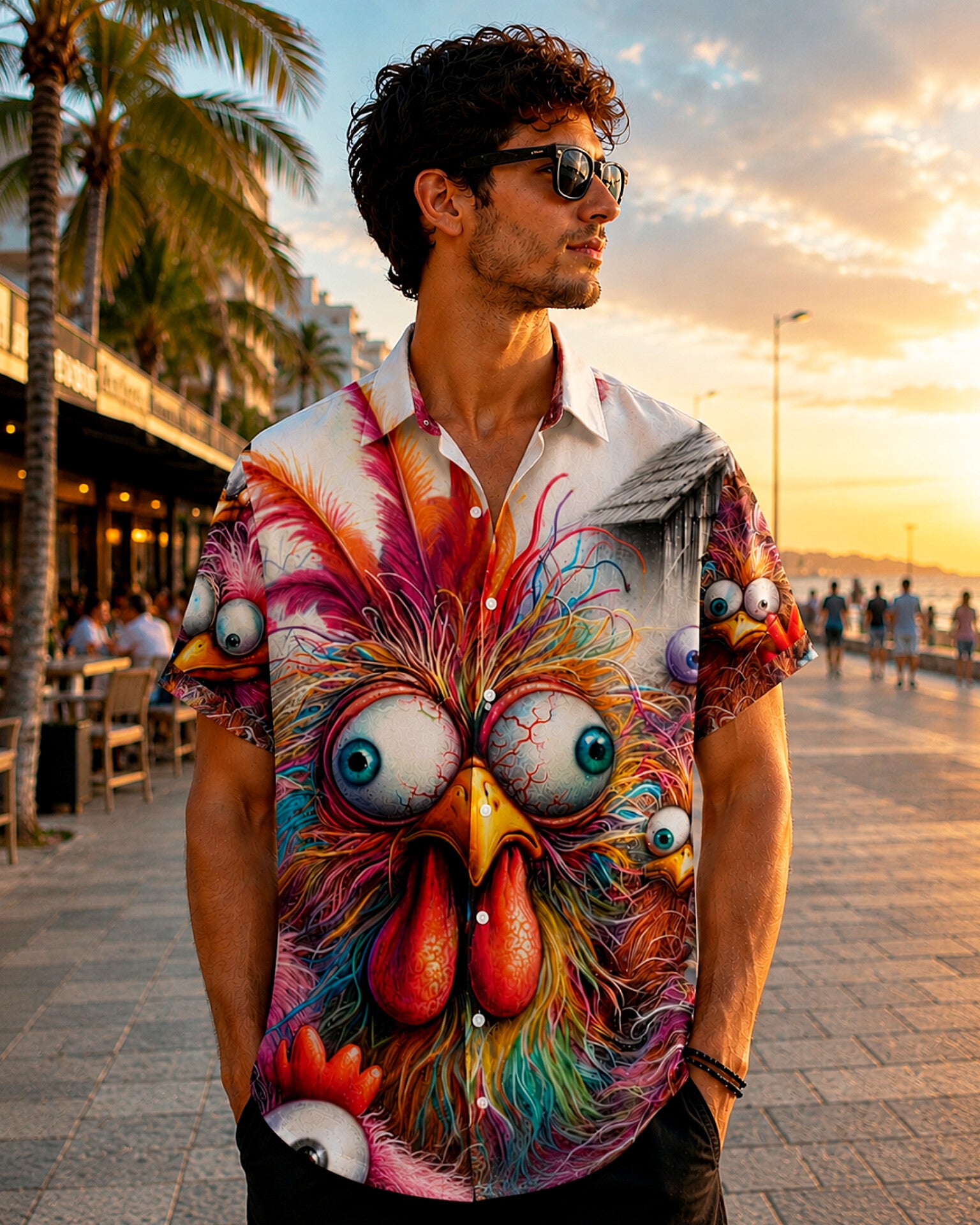 Camisa con Estampado Divertido de Gallo Animal